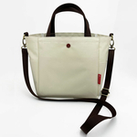 お散歩バッグ Mサイズ  【アイボリー×ブラウン】 2WAY ショルダー トート 斜めがけ 防水 ペットボトルホルダー