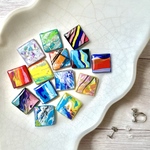 選べるアートスクエア大ぶり ピアス/イヤリング　樹脂ピアス チタンピアス 夏ピアス ニュアンスカラー 金属アレルギー対応