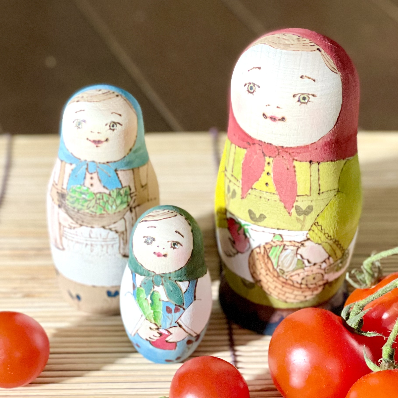 マトリョーシカ （夏野菜）3個組 - マトリョーシカ工房SAYO | minne