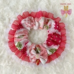 lovely 🎀 Cat frills ୨୧﻿ ワインレッドフルーツ柄 × レッドーオーガンジーダブルレース