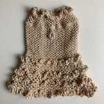 犬服　手編み　ベージュ　ビーズ
