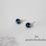 とんぼ玉 深海ブルー 一粒ピアス スタッドピアス シンプルピアス
