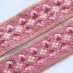 インド刺繍リボンᢂシルクリボン【ラズベリー】刺繍リボン 刺繍リボン トリム ブレード ジャガードリボン チロリアンテープ レース チュールレース