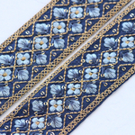 インド刺繍リボンᢂシルクリボン【ネイビー】刺繍リボン 刺繍リボン トリム ブレード ジャガードリボン チロリアンテープ レース チュールレース