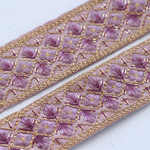 インド刺繍リボンᢂシルクリボン【パープル】刺繍リボン 刺繍リボン トリム ブレード ジャガードリボン チロリアンテープ レース チュールレース