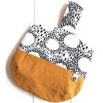 【ワンハンドルbag】北欧テイスト／お花畑サークル+cotton linen キャンバス(マスタード)