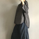 ■スリットオーバルシャツ■ヴィンテージワッシャータイプライター■チャコールグレー