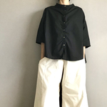 ■スリットオーバルシャツ■ヴィンテージワッシャータイプライター■ブラック