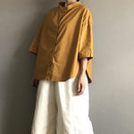 ■スリットオーバルシャツ■ヴィンテージワッシャータイプライター■マスタード
