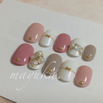 ピンクリボン♡サイズオーダー♡付け爪/ネイル/ネイルチップ/パーティー