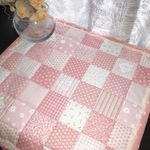 パッチワーク　フリーマット　ホワイトピンク　リボンレース