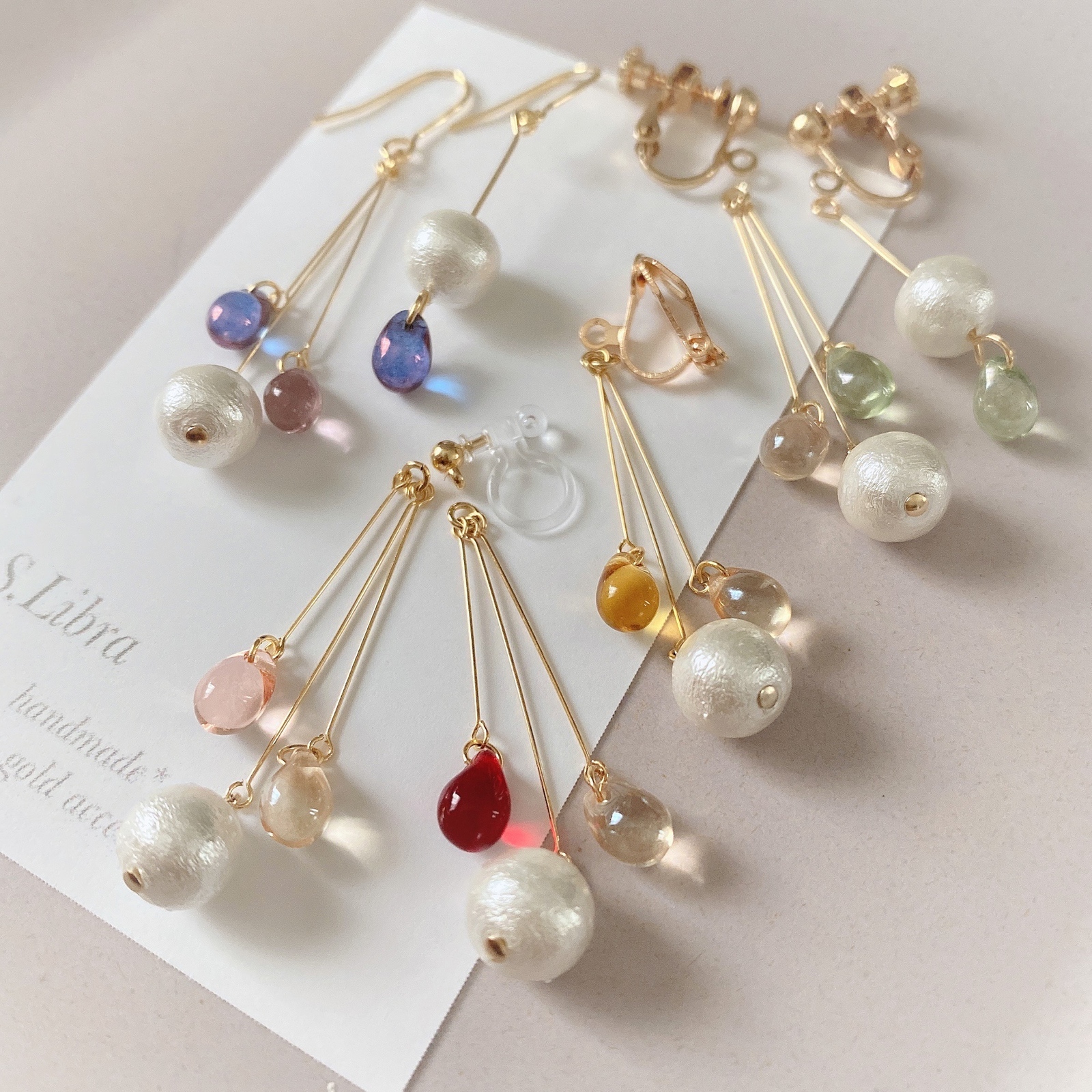 red glass〜透き通る赤色〜シャムレッドガラス ピアス