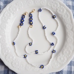 《ﾏｽｸﾁｪｰﾝ》青いお花のﾋﾞｰｽﾞﾏｽｸﾁｪｰﾝ¦Flower maskchain Blue×yellow