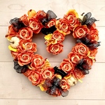 No.wreath-15365★ハロウィンリース21-(1)　オレンジ・ハート　32x34cm・アートフラワー/造花リース/ハート型リース
