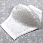 裏側抗菌防臭ダブルガーゼ☆大人のリボン刺繍レースマスク　オフ白色　ポケット付き可能