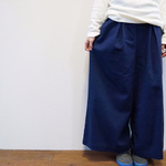 再販3【麻】紺   ワイドパンツ