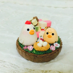 にわとりの親子の箱庭♡メモスタンド
