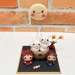 お月見飾り うさぎ月見団子　ミニチュア　樹脂粘土　粘土細工　こねこねくらぶ　季節飾り　季節作品　十五夜