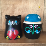 黒猫マトリョーシカ針山♪東欧風＊トルコ色