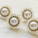 【2個】フラワービジューピアス/下向き防止キャッチとセット販売/クリア/デザインピアス #0121