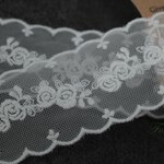 チュール刺繍レース 1m 花 バラ スカラップ 両山 キナリ (LFL482KNHLRY)