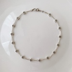 all silver × flower ビーズネックレス
