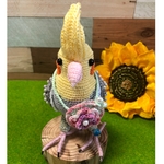 オカメインコ　パール　パイド　あみぐるみ　編みぐるみ　レース編み　ぬいぐるみ　ドール　人形　コトリサ　kotorisa ことりさ　ミニチュア　小物　着せ替え