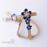 プルメリアのハーネス✧ビジュー✧ (ベージュ＆ネイビー)☆犬・ハーネス☆