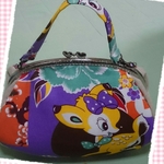 ぷっくり可愛い花布バンビ柄がま口バッグ