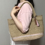 大人かわいいピンク系《L》＊麻ひも＊かごバッグ＊【受注製作】
