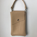 ≪再入荷≫　本革　ライトベージュ　スマホポシェット　ポーチ　2way　イタリア産シュリンク　