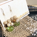 アジアンタム　球体レジン×天然石ビーズ　ピアス