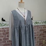 *rukaruka777様オーダー品*カシュクール風エプロンワンピ*綿ダンガリー*