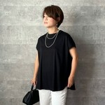 小柄さんS■シルクの様な肌触り♪ コットン100％ドルマンスリーブTシャツ：黒 【２size展開】KMC-20 715743
