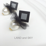 ◇モノトーンチュールピアス◇