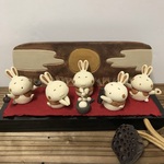 ちっちゃい十五夜セット（屏風、小台　付）　Ｊ-129-ＡＬＬＳ　陶製　/Rabbit/兔子