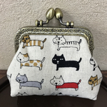 横並びの猫達❣️がま口コインケース