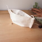 コットンリネンのシンプルなマスク　大人用　舟形マスク　大臣マスク　フィルターポケット付き　