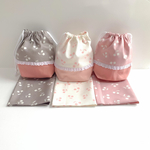 【RENEW】♪🍒  Pink さくらんぼ　ランチョンマットとコップ・給食袋に使える巾着のセット♪🍒