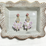 小花とハートのピアス　イヤリング　（パープル）