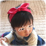0歳〜＊フェイクレザー×赤＊ベビーヘアバンド