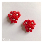 花＆花＆花ピアス(レッド)