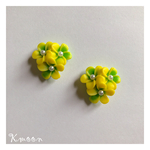 花＆花＆花ピアス(イエロー)