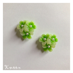 花＆花＆花ピアス(緑系)