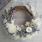  Jolie botanique＜gris clair＞＊受注制作＊ハーフムーンリース＊プリザーブドフラワー＊お花＊ギフト＊結婚祝い＊新築祝い＊お誕生日祝い＊フラワーギフト