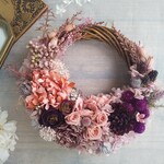  Jolie botanique＜mandarine＞＊ハーフムーンリース＊プリザーブドフラワー＊お花＊ギフト＊結婚祝い＊新築祝い＊お誕生日祝い＊フラワーギフト