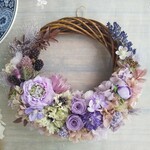  Jolie botanique＜violace grise＞＊ハーフムーンリース＊プリザーブドフラワー＊お花＊ギフト＊結婚祝い＊新築祝い＊お誕生日祝い＊フラワーギフト