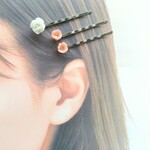 小花のヘアピン✾白