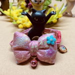 にゃんこ&わんこ用 ぷっくり可愛いちりめん桜柄リボンの首輪 No.15