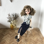 ウエストベルト付きフロントスリットデニムスカート　リカちゃん
